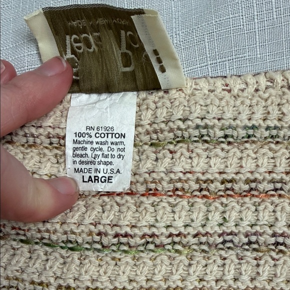 Vintage Reba Rose Knit Multicolored Cardigan Sweater 100 Percent Cotton - Picture 3 of 7